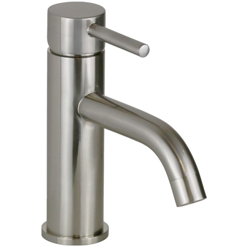foto del prodotto pollini acqua design miscelatore per lavabo modello tondo in colore steel looking pollini jessy mxlamcmmcns acciaio spazzolato