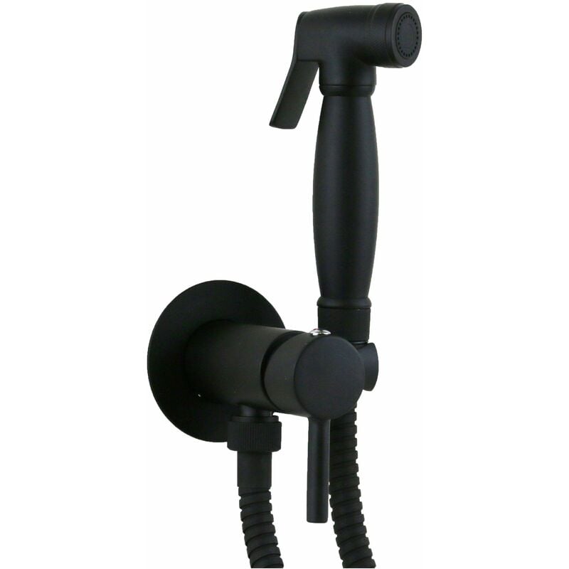 foto del prodotto pollini acqua design set bidet con miscelatore da incasso con doccia in ottone finitura nero opaco pollini acqua desing d09181203no nero opaco