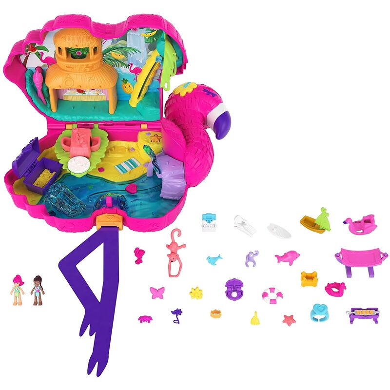 foto del prodotto polly pocket fenicottero mega party cofanetto playset con 26 accessori