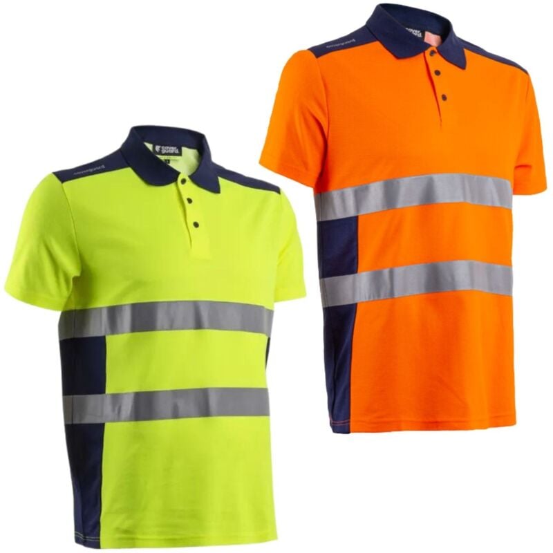 foto del prodotto polo alta visibilita in poly cotone oki arancio navy s