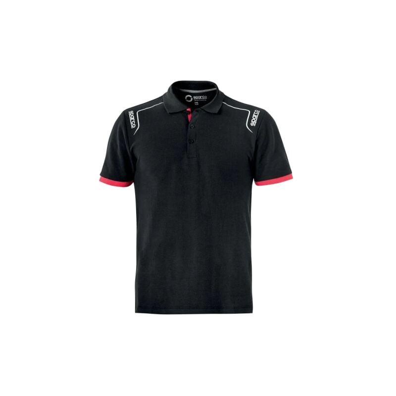 foto del prodotto polo workwear portland mezze maniche tg. m in morbido e leggero cotone piquet nera con inserti in contrasto nero m sparco