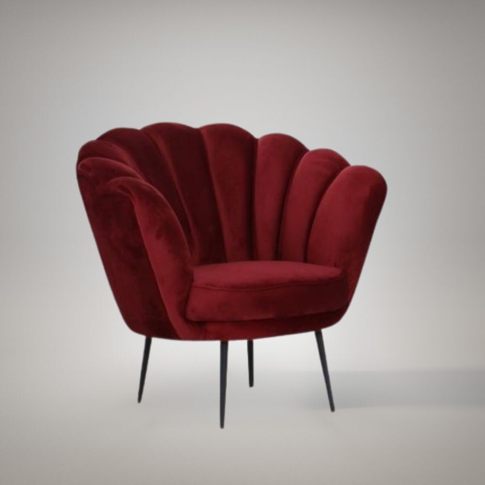 foto del prodotto poltrona a conchiglia orel in velluto colore rosso