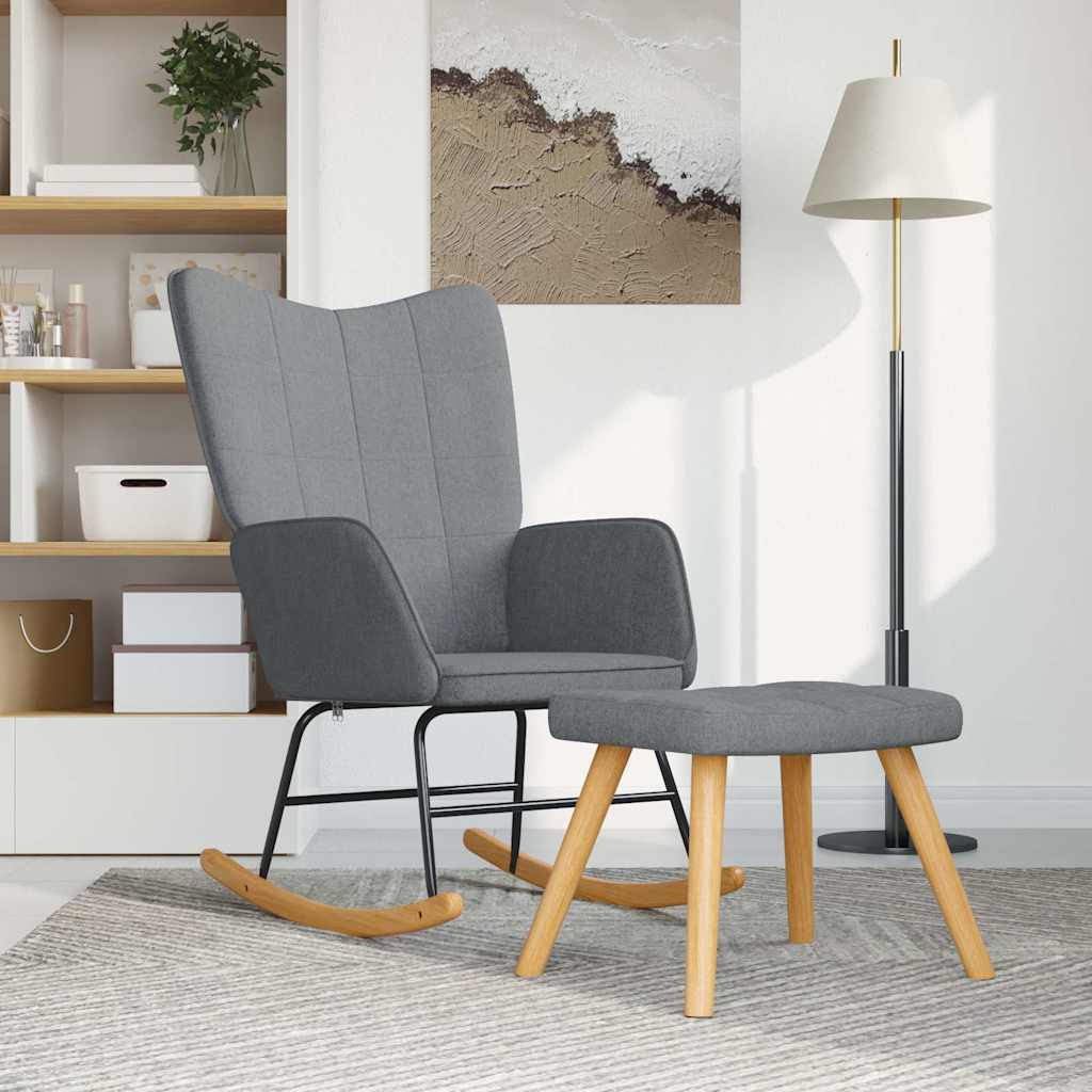 foto del prodotto poltrona a dondolo con poggiapiedi grigio chiaro in tessutocod mxl 72549