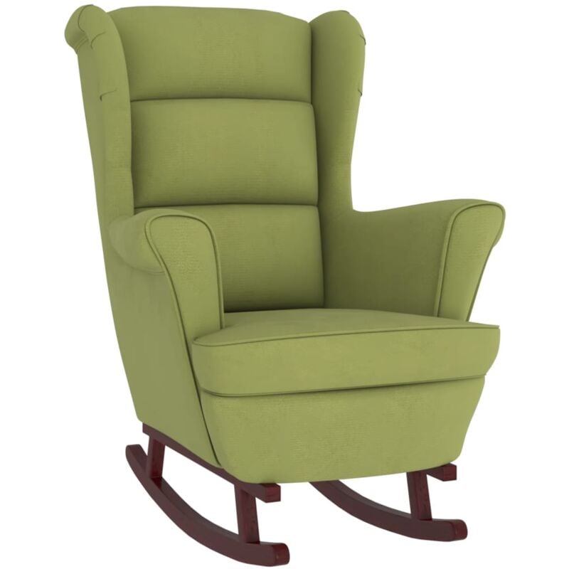 foto del prodotto poltrona a dondolo da soggiorno gambe in legno di caucci in velluto verde chiaro extra comfort dec029144