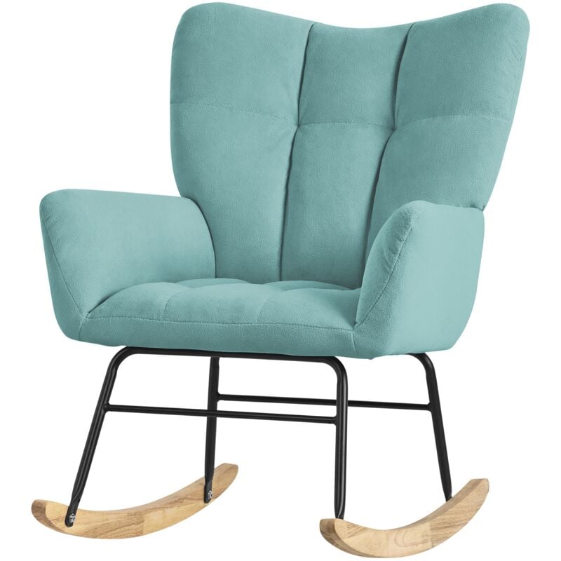 foto del prodotto poltrona a dondolo per salotto sedia confortevole salvia imbottita poltroncina da soggiorno con braccioli e schienale alto rilassante base in legno massiccio arredamento casa - ml-design