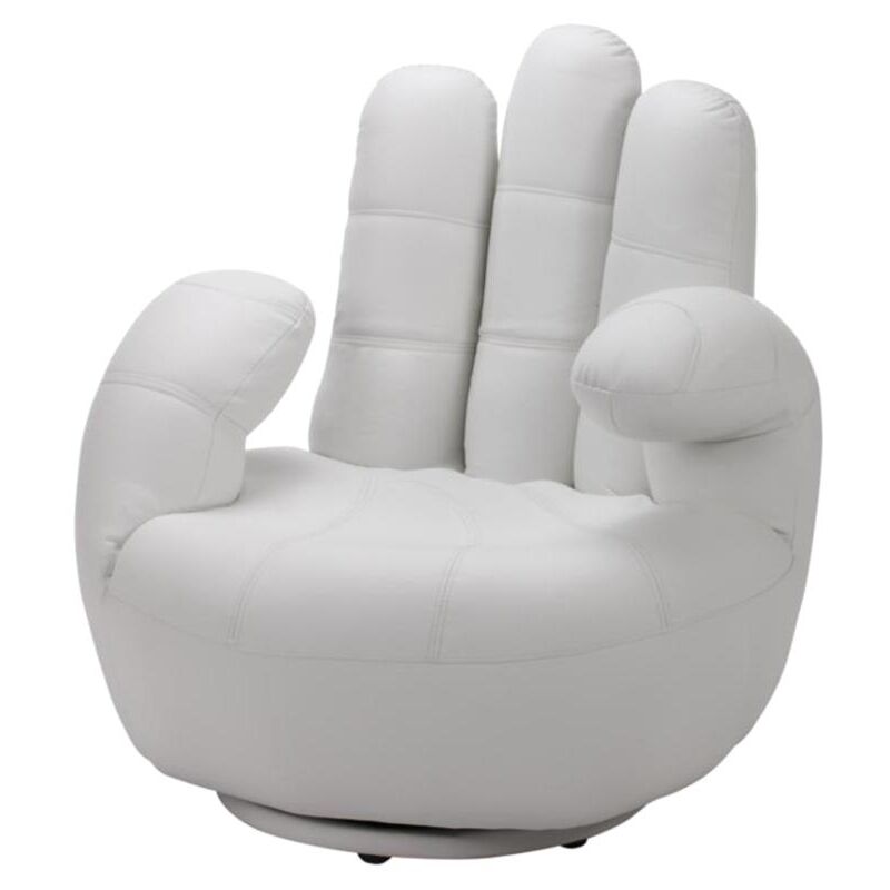 foto del prodotto poltrona a forma di mano girevole in similpelle bianco catchy