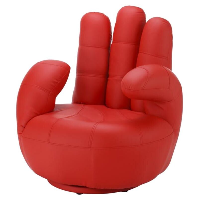 foto del prodotto poltrona a forma di mano girevole in similpelle rosso catchy