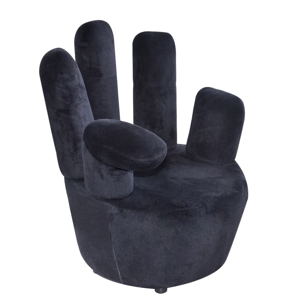 foto del prodotto poltrona a forma di mano nera in velluto cod mxl 24314