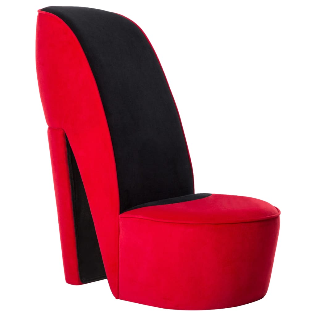 foto del prodotto poltrona a forma di scarpa con tacco alto in velluto rosso vidaxl