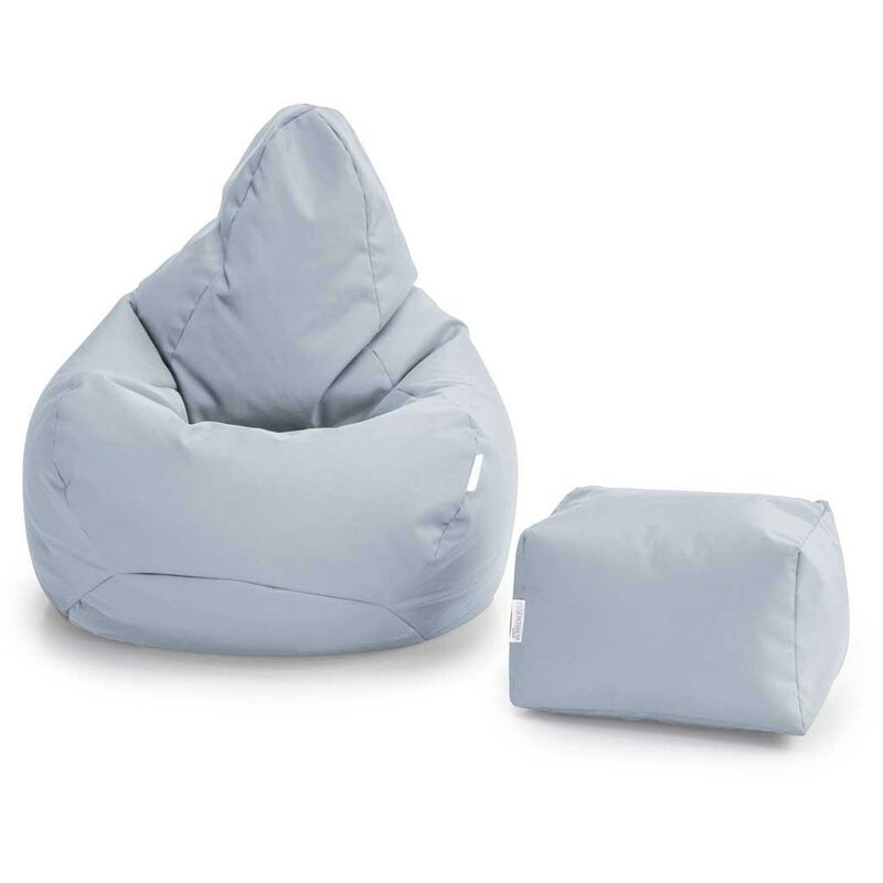 foto del prodotto poltrona a sacco e poggiapiedi, poltrona a sacco da gioco con schienale alto e poggiapiedi, pouf da gioco resistente all acqua per interni ed esterni