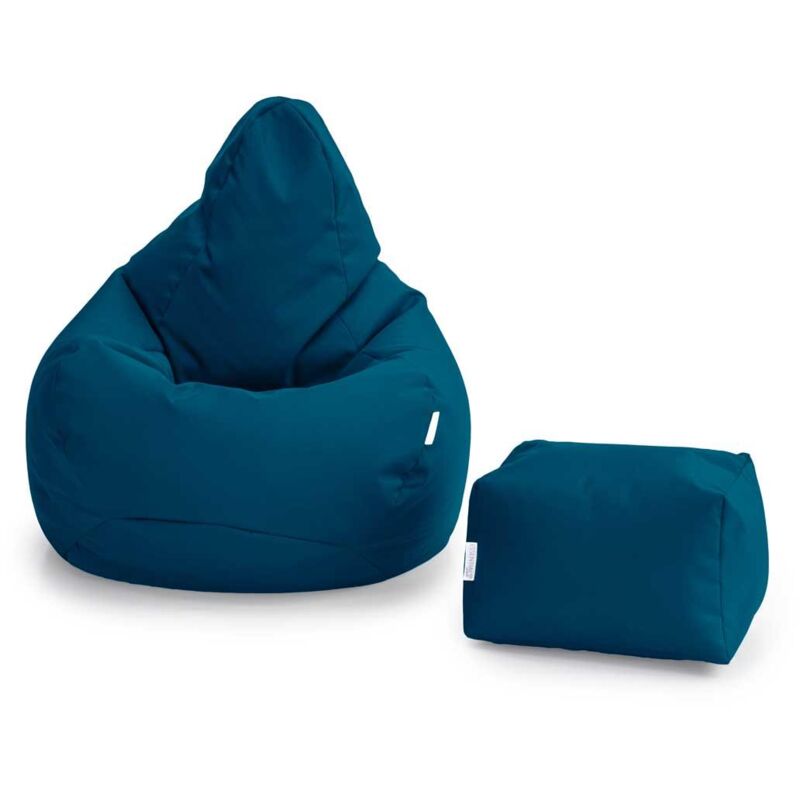 foto del prodotto poltrona a sacco e poggiapiedi, poltrona a sacco da gioco con schienale alto e poggiapiedi, pouf da gioco resistente all acqua per interni ed esterni