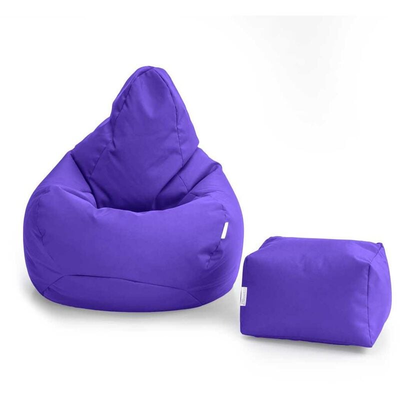 foto del prodotto poltrona a sacco e poggiapiedi, poltrona a sacco da gioco con schienale alto e poggiapiedi, pouf da gioco resistente all acqua per interni ed esterni