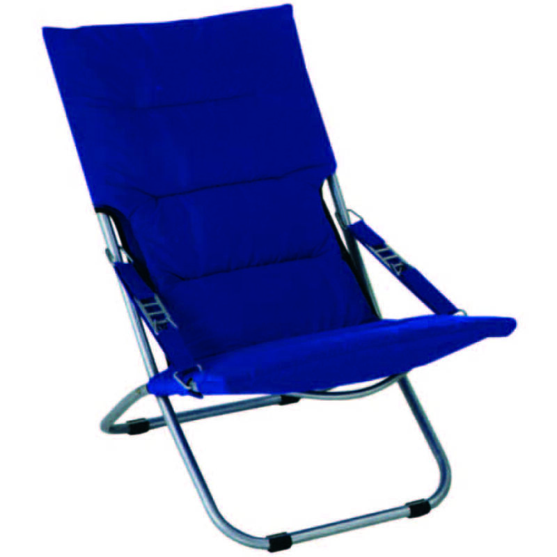 foto del prodotto poltrona acciaio pieghevole blu cm.50x94x63h.