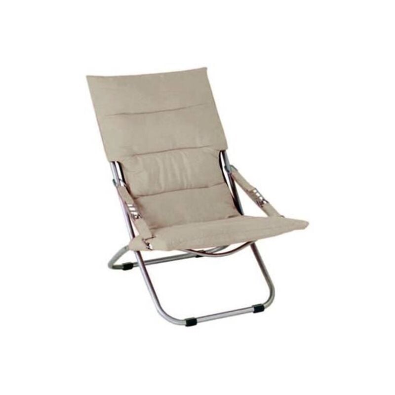 foto del prodotto poltrona acciaio pieghevole ecru cm.50x94x63h.