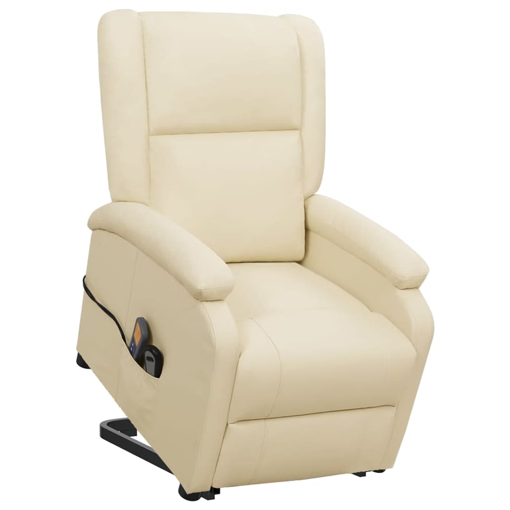 foto del prodotto poltrona alzapersona massaggiante crema in similpelle cod mxl 31604