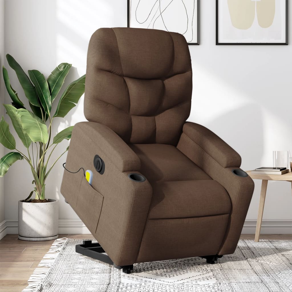 foto del prodotto poltrona alzapersona massaggiante elettrica marrone tessutocod mxl 85073
