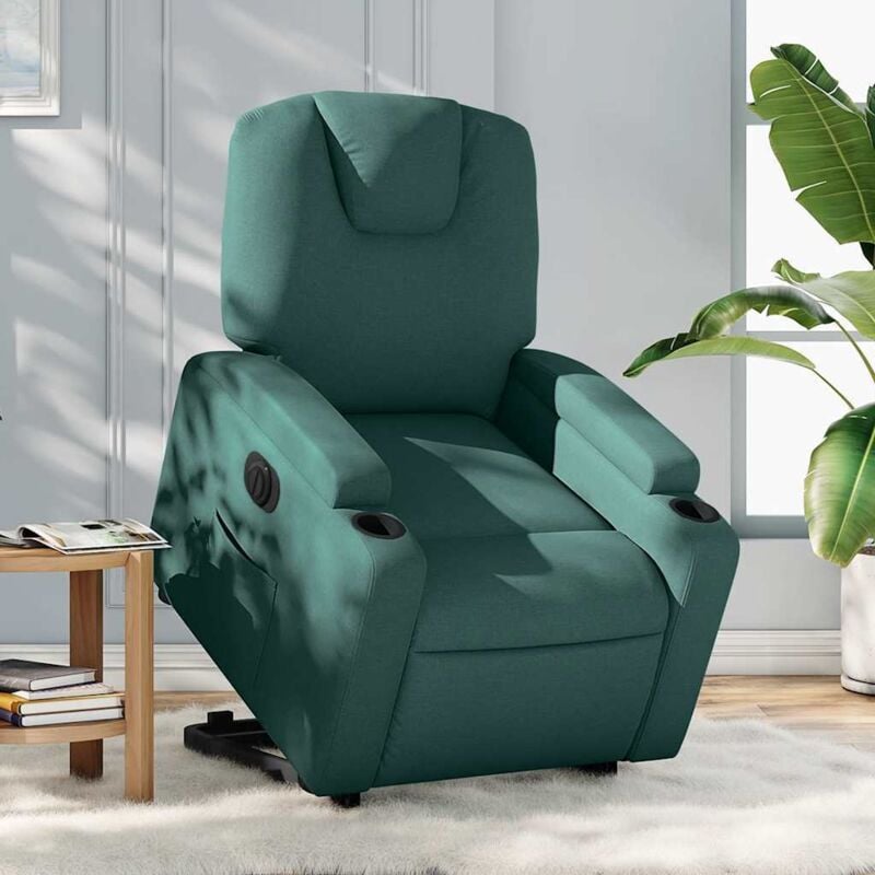 foto del prodotto poltrona alzapersona reclinabile elettrica verde scuro tessuto vidaxl