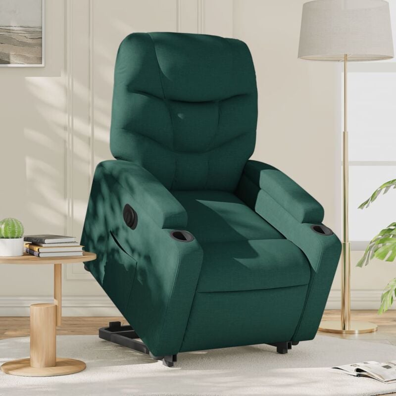 foto del prodotto poltrona alzapersona reclinabile elettrica verde scuro tessuto vidaxl