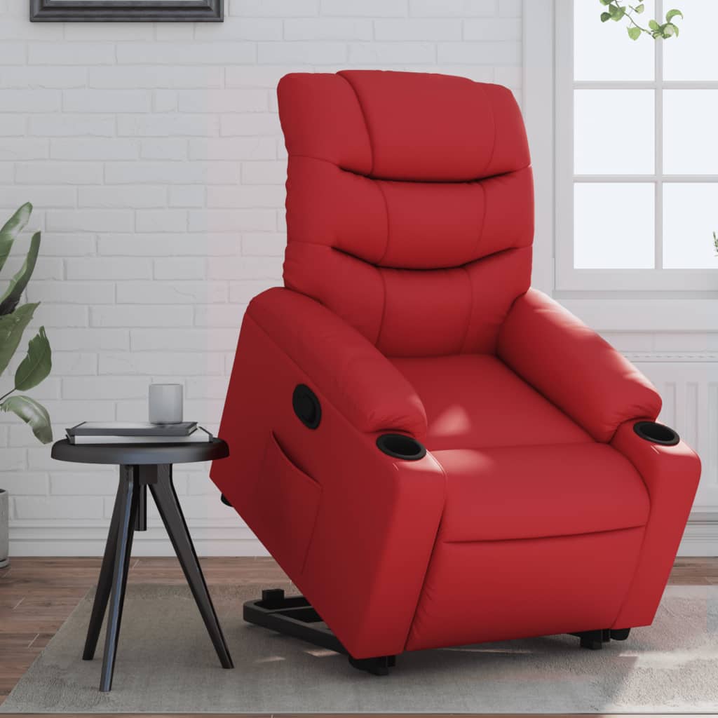 foto del prodotto poltrona alzapersona reclinabile rosso in similpellecod mxl 84892