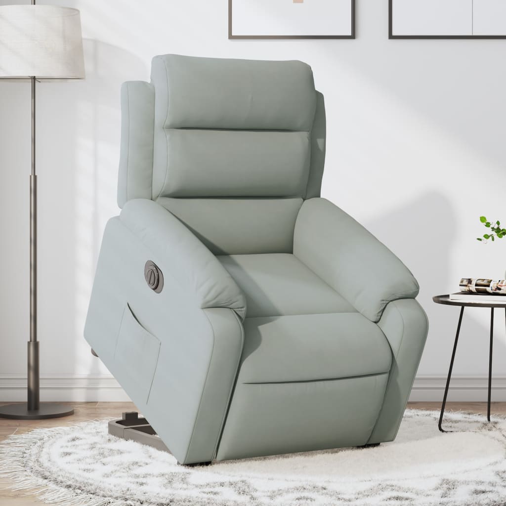 foto del prodotto poltrona alzapersona reclinante elettrica grigio chiaro vellutocod mxl 109510