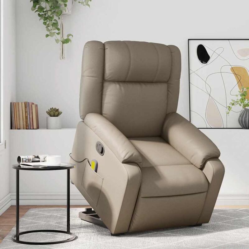 foto del prodotto poltrona alzapersone massaggi reclinabile cappuccino similpelle vidaxl