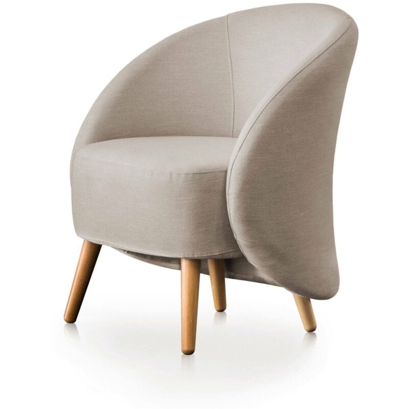 foto del prodotto poltrona annarella, poltrona di design da salotto, 100 made in italy, poltroncina relax in tessuto imbottito, cm 70x60h80, tortora, con imballo