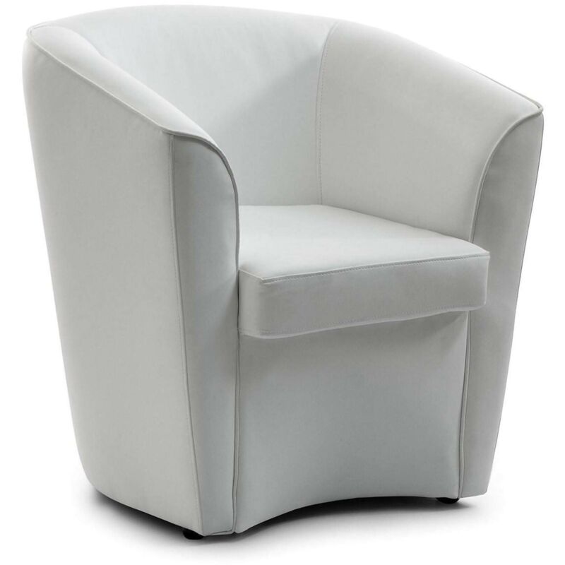 foto del prodotto poltrona artello, poltrona da salotto, 100 made in italy, poltroncina relax in ecopelle, cm 70x60h74, bianco talamo italia
