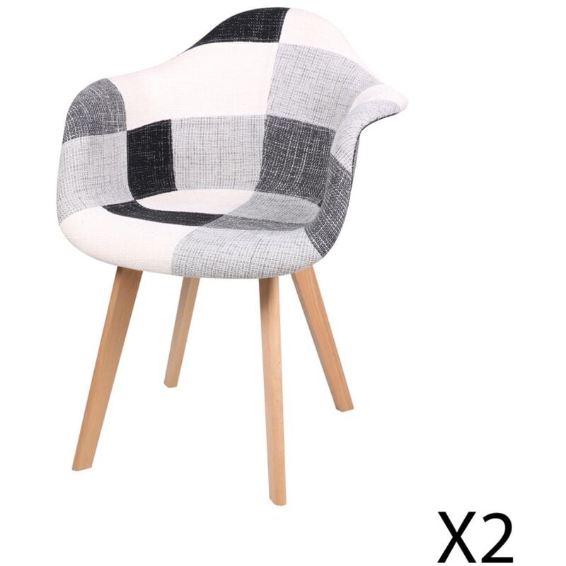 foto del prodotto poltrona bianca e nera con gambe in legno in stile scandinavo moderno 63x63xh46 81 cm collezione artiblack