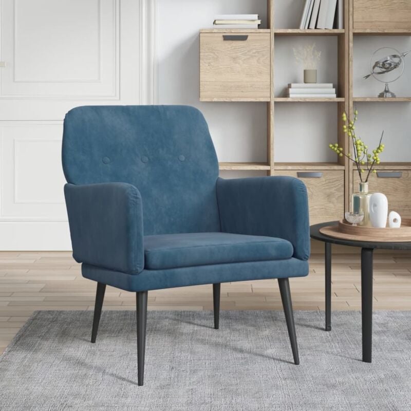 foto del prodotto poltrona blu 62x79x79 cm velluto vidaxl