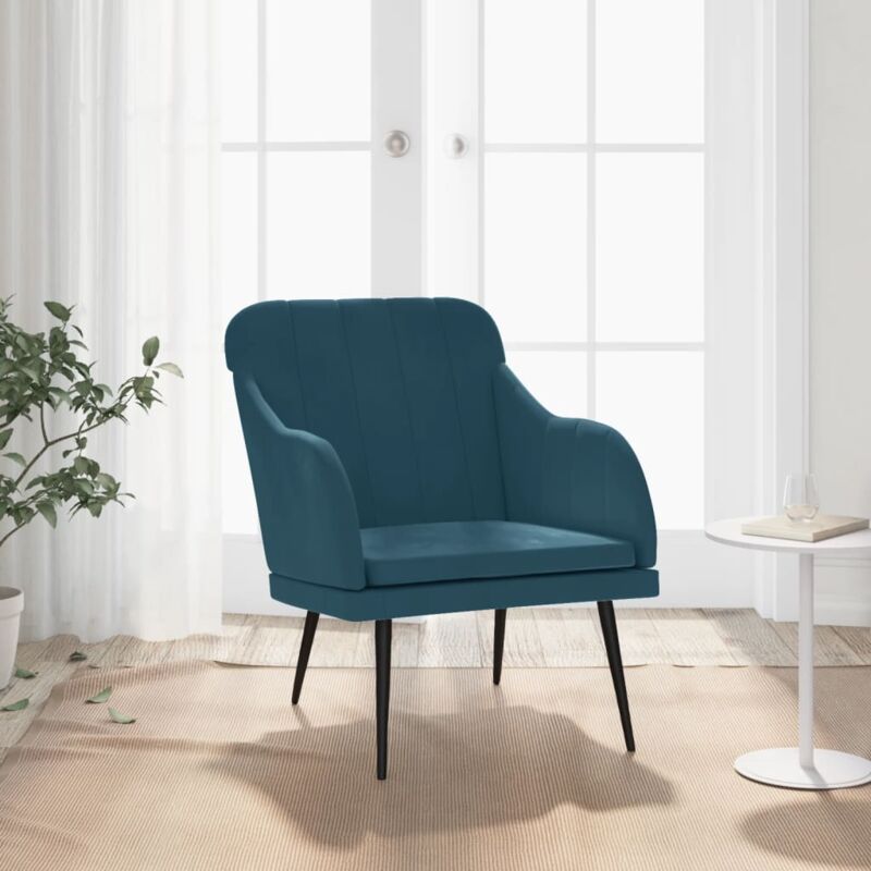 foto del prodotto poltrona blu 63x76x80 cm velluto vidaxl