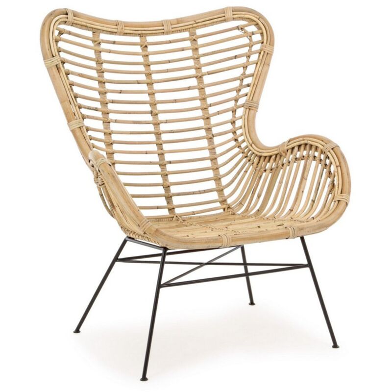 foto del prodotto poltrona casilda per interno, struttura in rattan, rifinitura con vernice melaminica 74 x 75 x 85h cm
