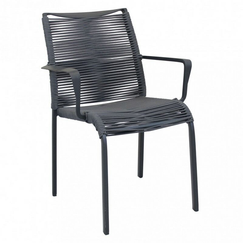 foto del prodotto poltrona catalina alluminio antracite rivestimento corda antracite 50x60x87h