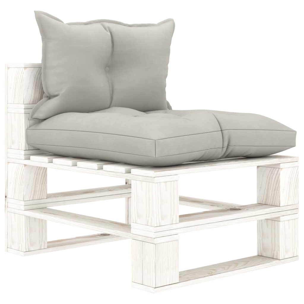 foto del prodotto poltrona centrale da giardino pallet con cuscini tortora legnocod mxl 120239