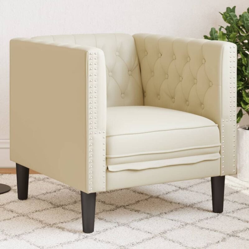 foto del prodotto poltrona chesterfield crema in ecopelle vidaxl