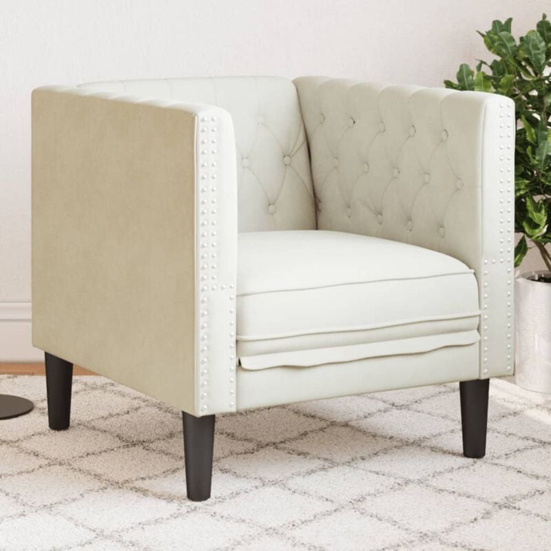 foto del prodotto poltrona chesterfield crema in velluto vidaxl