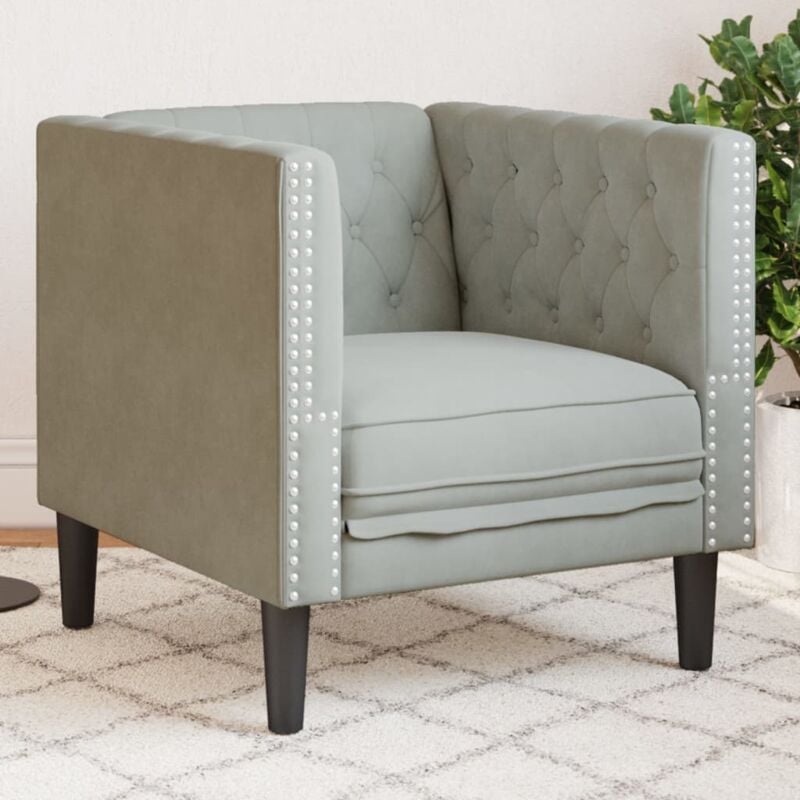 foto del prodotto poltrona chesterfield grigio chiaro in velluto vidaxl
