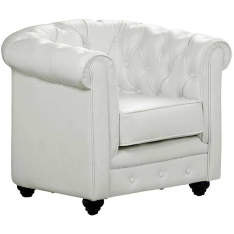 foto del prodotto poltrona chesterfield in similpelle bianca