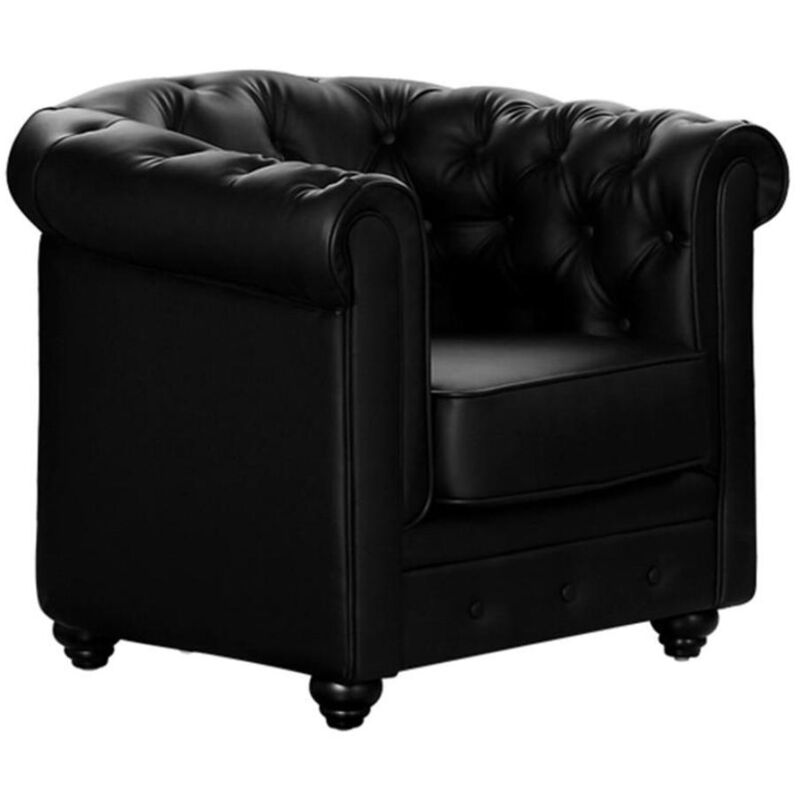 foto del prodotto poltrona chesterfield in similpelle nera