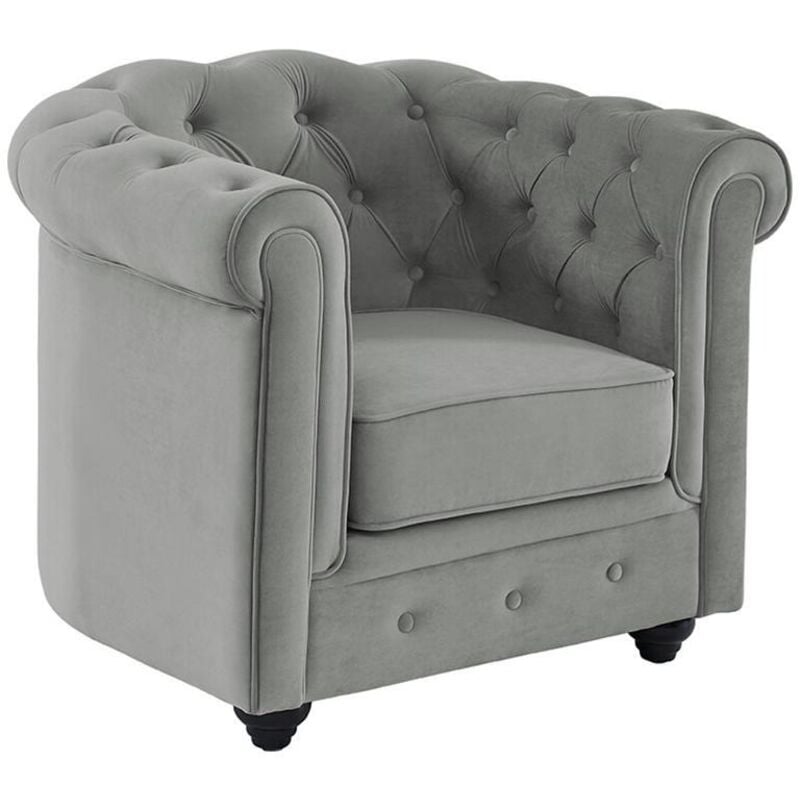foto del prodotto poltrona chesterfield in velluto grigio