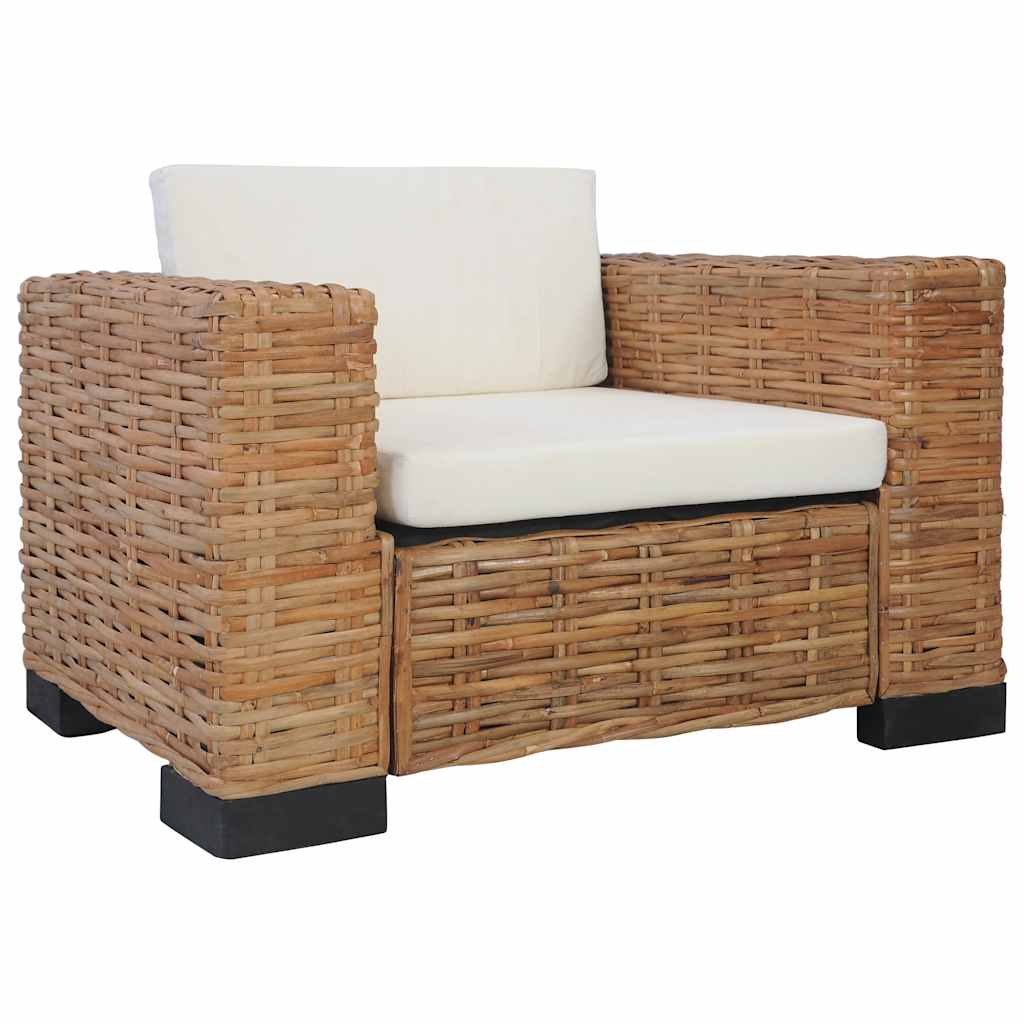 foto del prodotto poltrona con cuscini in rattan naturale cod mxl 22704