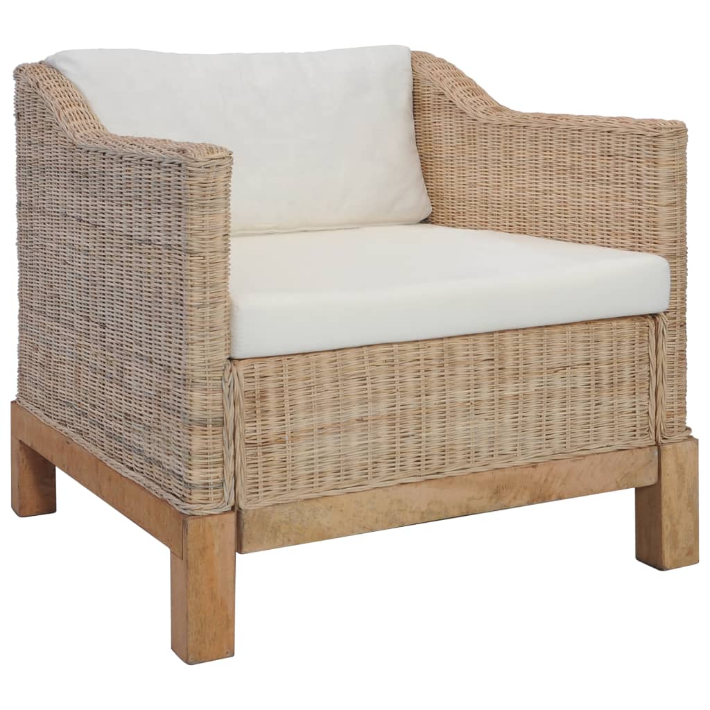 foto del prodotto poltrona con cuscini in rattan naturale cod mxl 6268