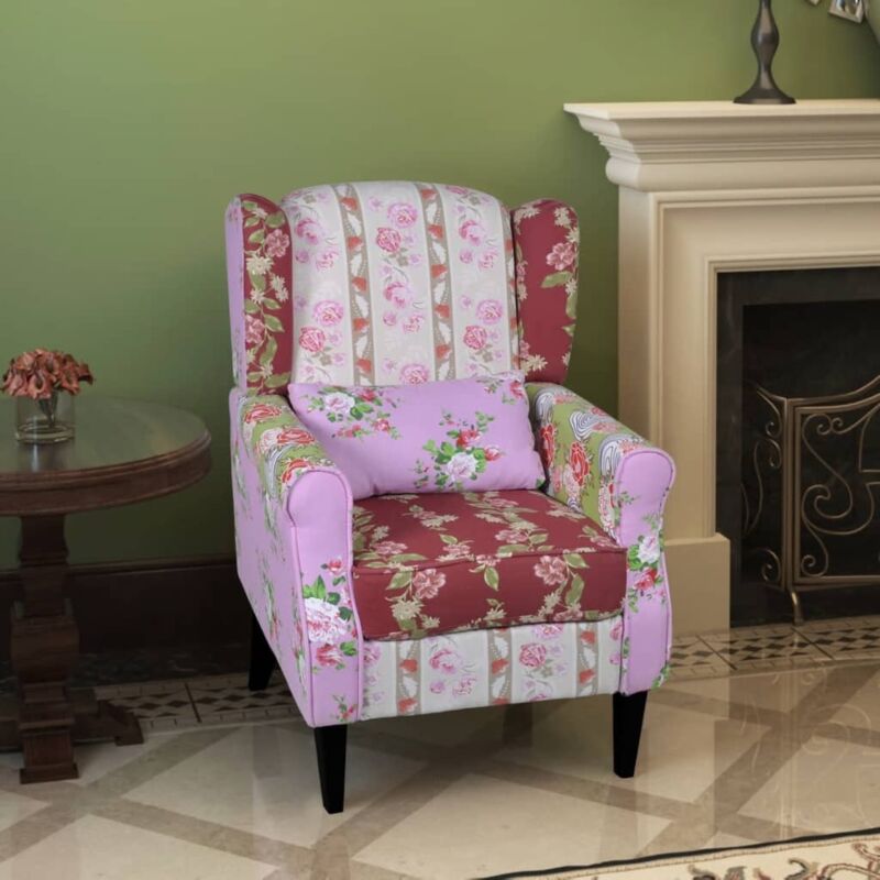 foto del prodotto poltrona con design patchwork in tessuto vidaxl