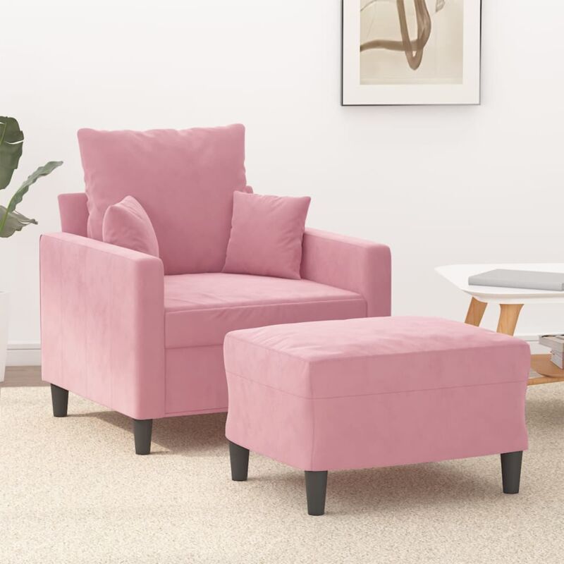 foto del prodotto poltrona con poggiapiedi rosa 60 cm velluto vidaxl
