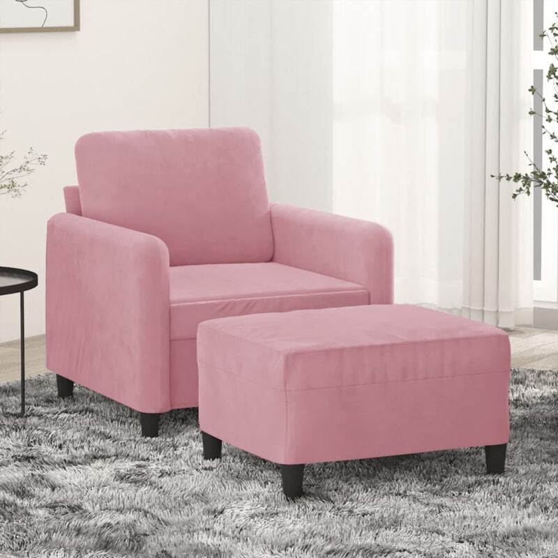 foto del prodotto poltrona con poggiapiedi rosa 60 cm velluto vidaxl