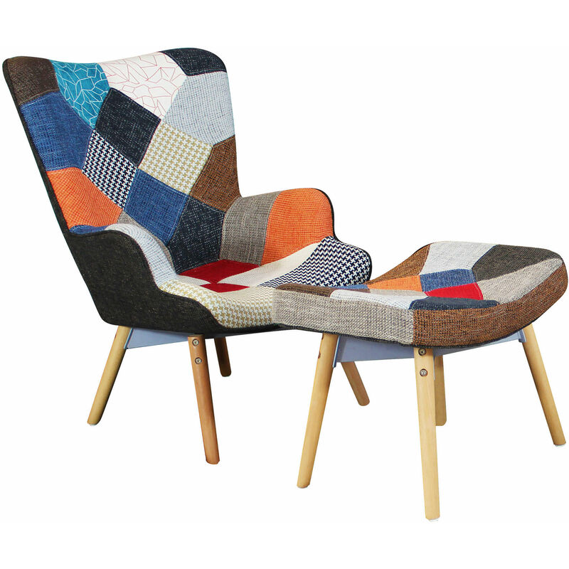 foto del prodotto poltrona con poggiapiedi versailles patchwork