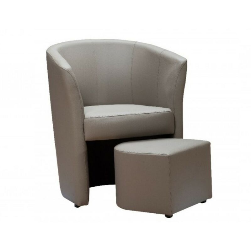 foto del prodotto poltrona con pouf estraibile in ecopelle colore tortora pegasus