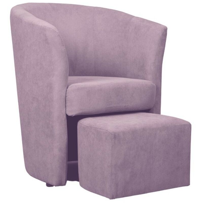 foto del prodotto poltrona con pouf in tessuto colore rosa antico djerba