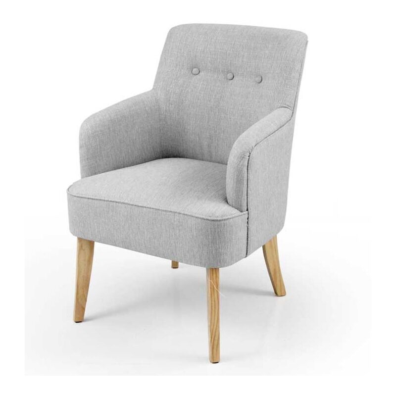 foto del prodotto poltrona con seduta in tessuto e gambe in legno 60 x 65 x 85 cm colore grigio