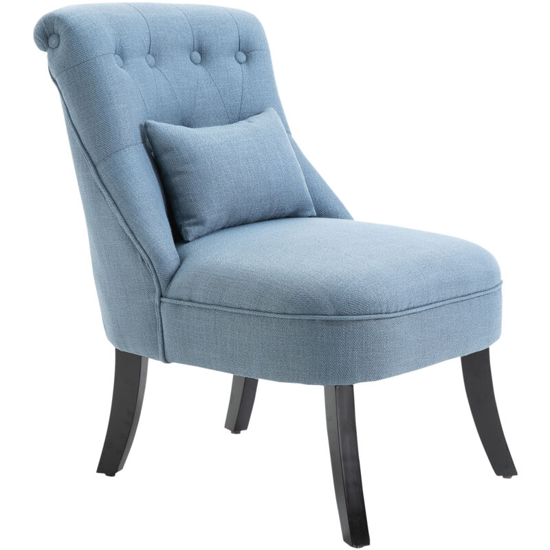 foto del prodotto poltrona d arredo imbottita con cuscino 52.5x69x77 cm blu homcom