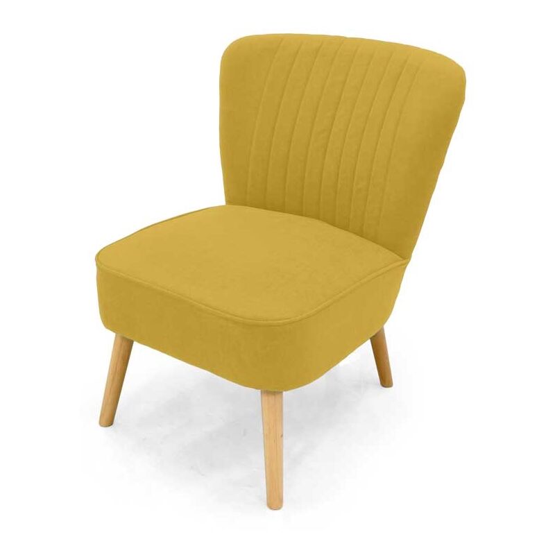 foto del prodotto poltrona da arredo in velluto con piedini in legno 62x70x 77cm giallo ocra